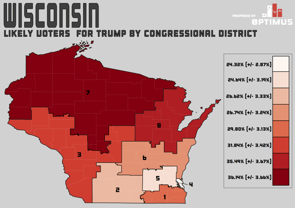 Map of Trump Favorability Across Wisconsin Congressional Districts